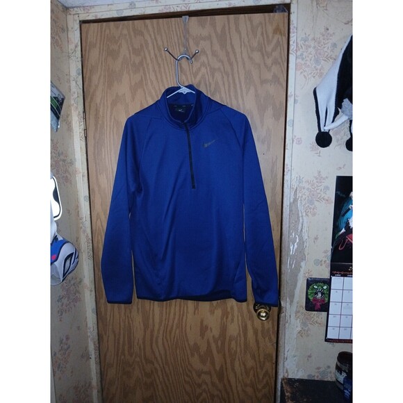 Nike Dri-Fit Jacket Blue With Black Trim 1/2 Zip Pullover Mens Size Medium - Picture 1 of 14